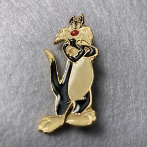 Vintage Sylvester Pin Brooch Lapel Hat Warner Brothers Gold Tone Looney Tune 90s